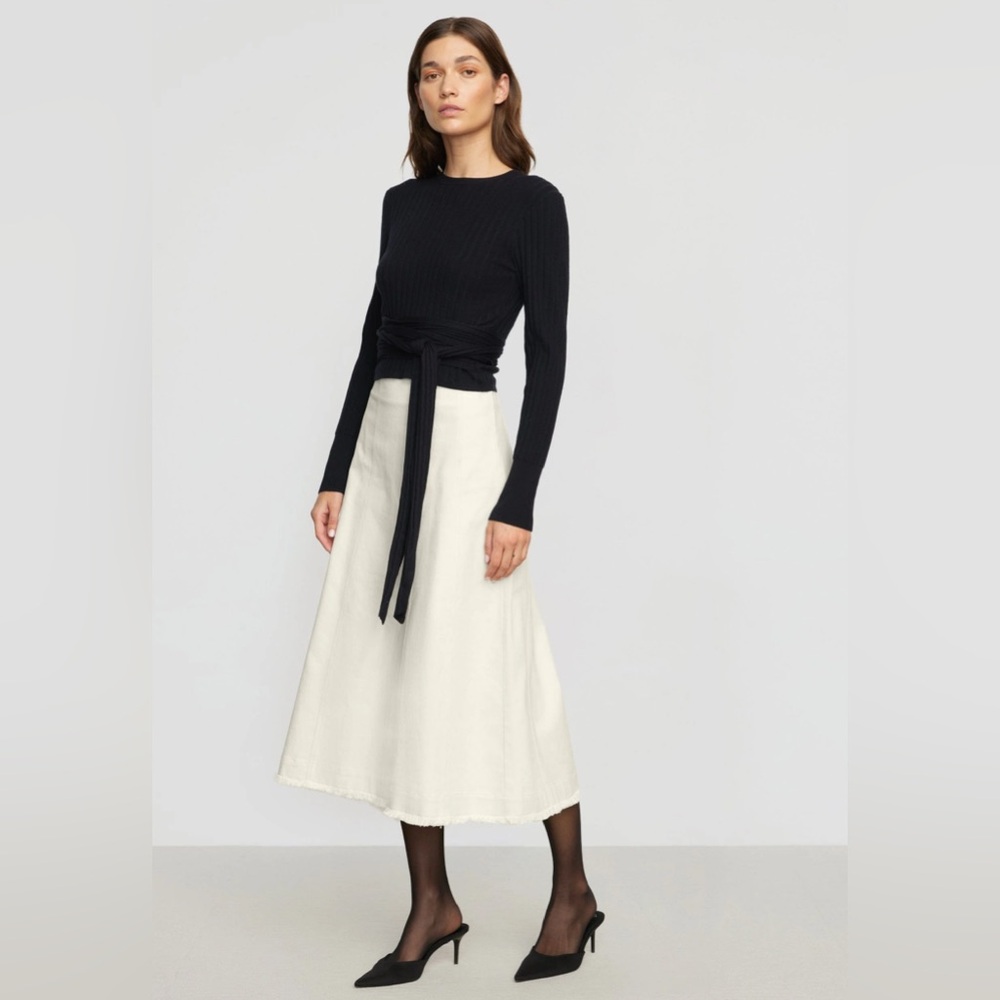 MODERN CITIZEN Saskia Front-Seam Cotton Twill Skirt